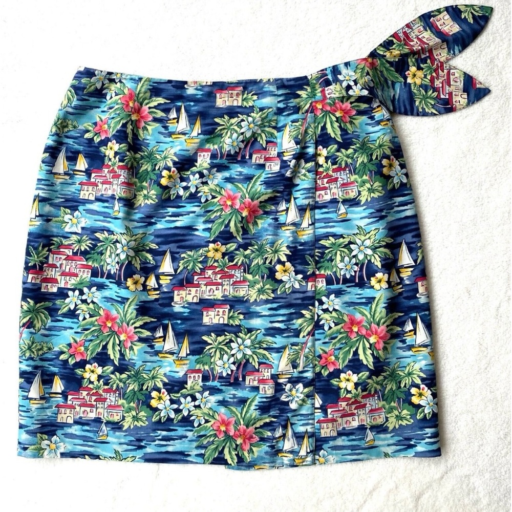 Talbots 100% Silk Wrap Skirt beautiful print and lovely vibrant colors!